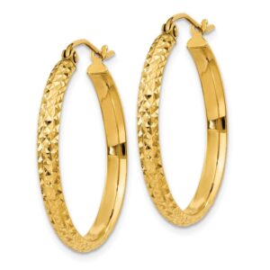 Leslie's 14K Diamond Cut 2.8x25mm Hollow Hoop Earrings