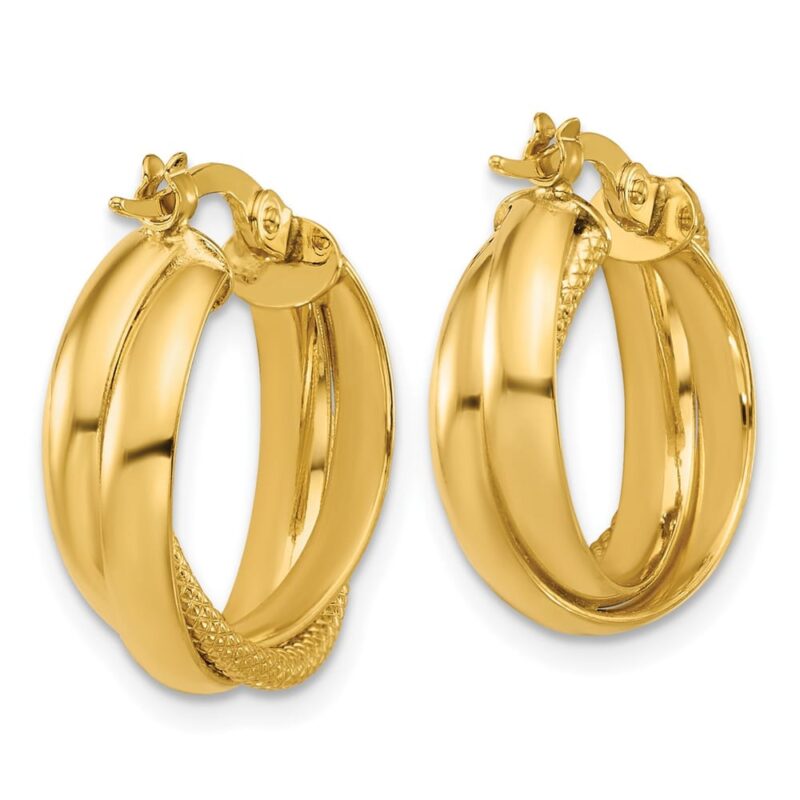 Leslie's 10K Polished and Textured Round Hoop Earrings