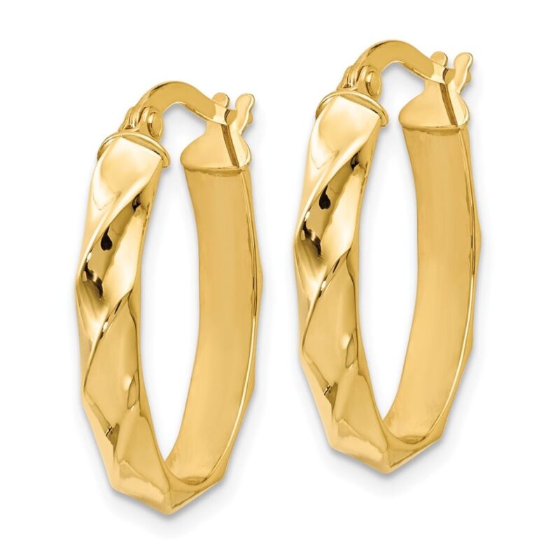 Leslie's 14K Polished and Twisted Oval Hoop Earrings