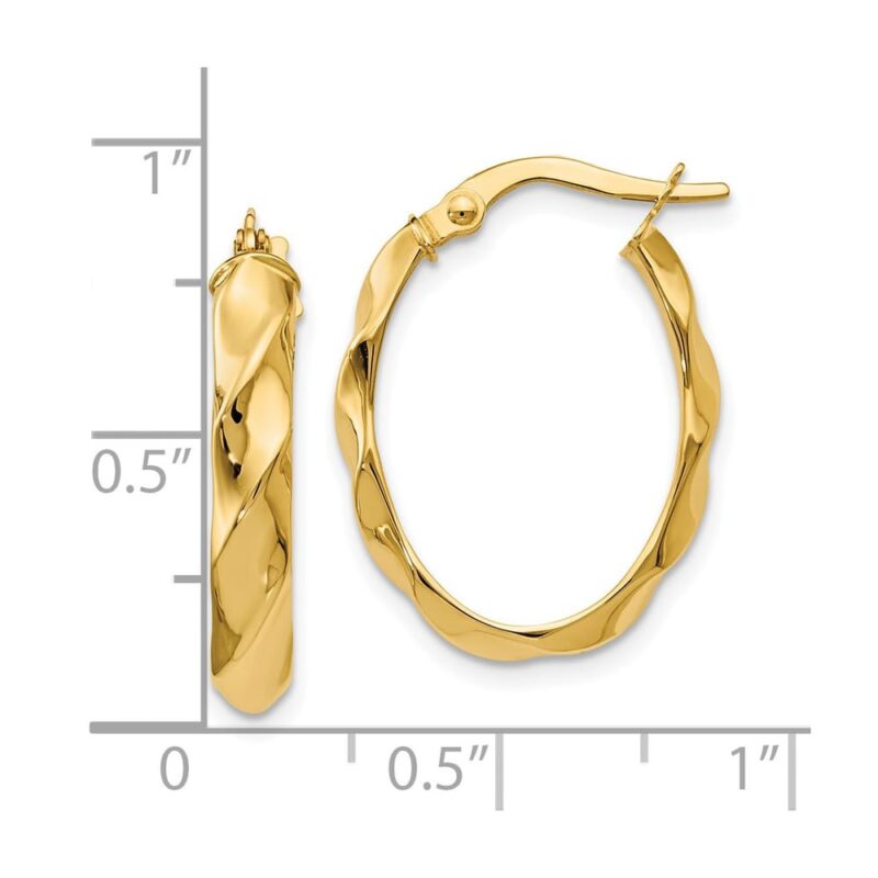 Leslie's 14K Polished and Twisted Oval Hoop Earrings