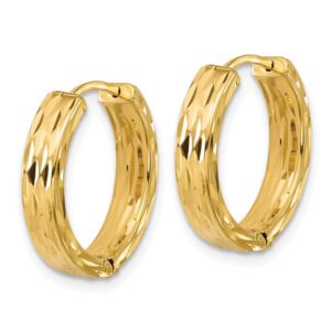 Leslie's' 14K Polished and Diamond-Cut Square Tube Hinged Hoop Earrings