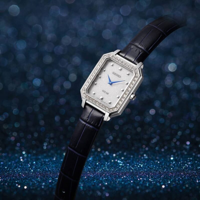 Ladies Seiko Solar Glimmer Dial Swarovski Crystal Bezel 24.7mm SUP429