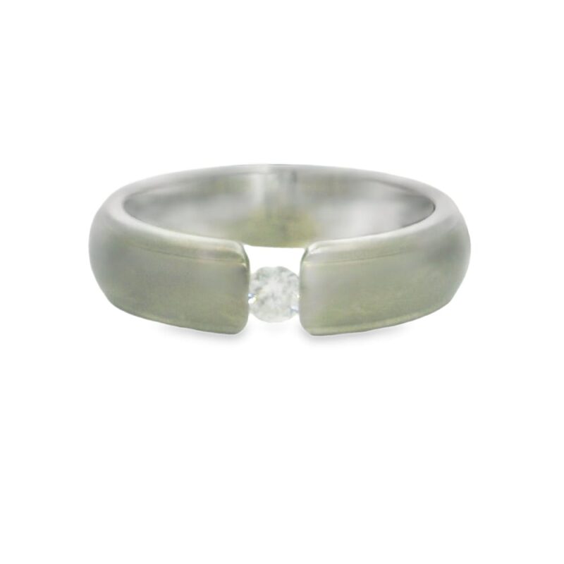 02-00009 Ring Man's Titanium 6mm Wedding Band Satin w/Borders, .16CT Diamond