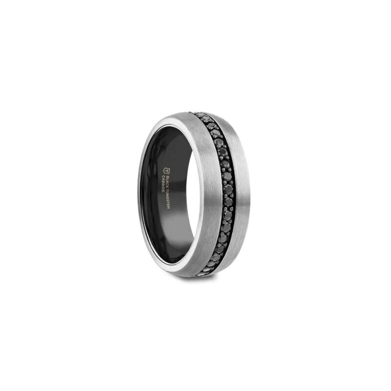 PILOT Gunmetal Tungsten w/ Black Sapphires 8mm Size 11