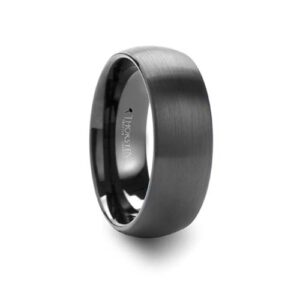 04-00316 Domed Brush Finished Black Tungsten Wedding Band width 8mm and size 12