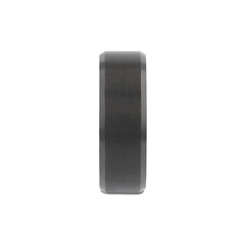 04-00335 Flat Bev Edges Blk Tungsten Ring w Brushed Center and Vibrant Blue inside. Width 8mm and size 10