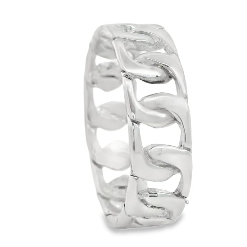 Man's Sterling Silver 7.5mm Wedding Band w/Chain Link 5.3 grams