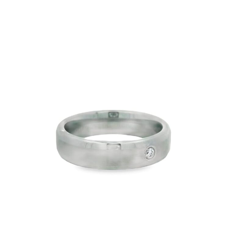 Ring Man's Tungsten & 18KT White Gold 6mm w/.06 Dimond Wedding Band