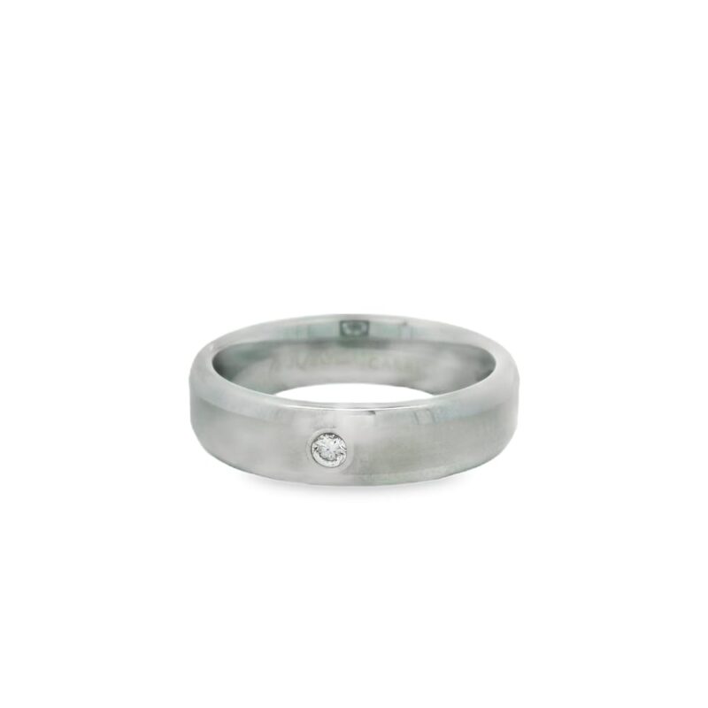 Ring Man's Tungsten & 18KT White Gold 6mm w/.06 Dimond Wedding Band
