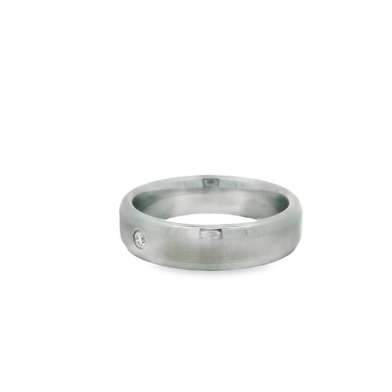 Ring Man's Tungsten & 18KT White Gold 6mm w/.06 Dimond Wedding Band