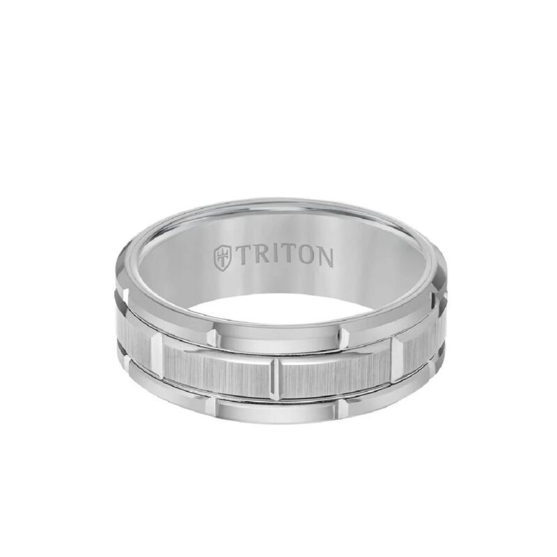 09-00037 Ring Man's Tungsten 8mm Wedding Band Florentine w/Cuts