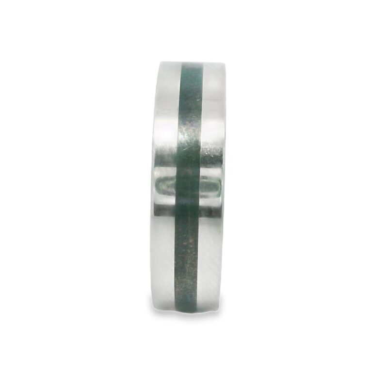 09-00162 Ring Man's St. St. & Sterling Silver 6mm Wedding Band H/P w/Sterling Inlay size 9.5