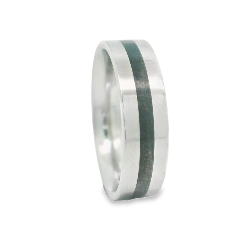 09-00162 Ring Man's St. St. & Sterling Silver 6mm Wedding Band H/P w/Sterling Inlay size 9.5