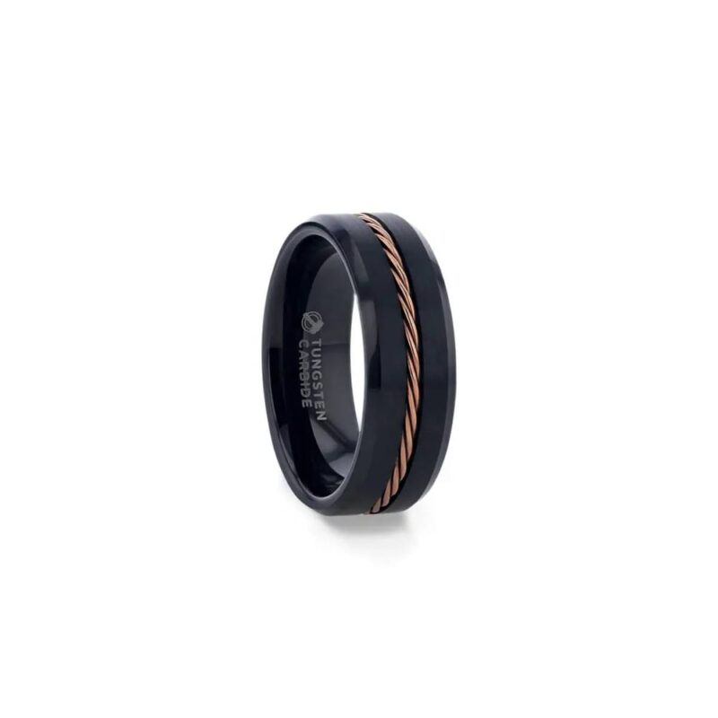 ADELARD RG Braided Brushed Center 8mm Black Tungsten Size 10.5