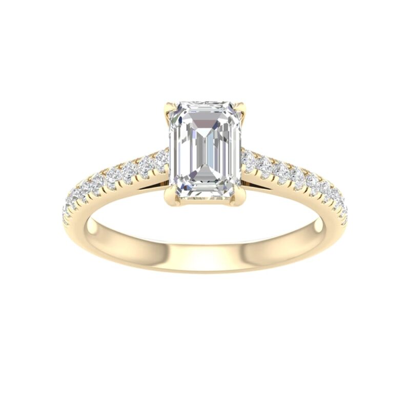 14K YG Lab Grown Emerald 1.54ct, G-H, VS (19) Dia 1.75ctw