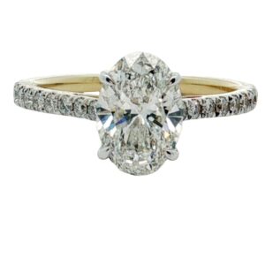 14K Yellow Gold Certified Lab Grown Diamond Engagement Ring 1.53ct, E, VVS2, (18) RD, E-F, VS, 0.26ct