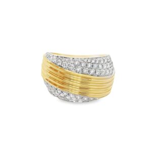 14K Yellow Gold Wide Band Diamond Ring
