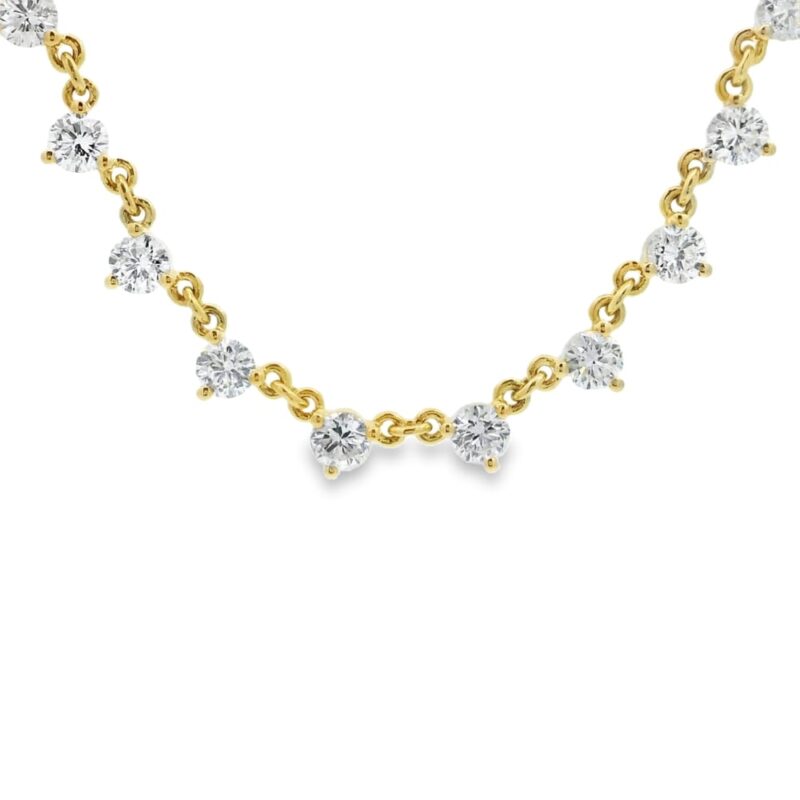 14K Yellow Gold Diamond Double Chain Necklace 15 inch + Two 1" extensions