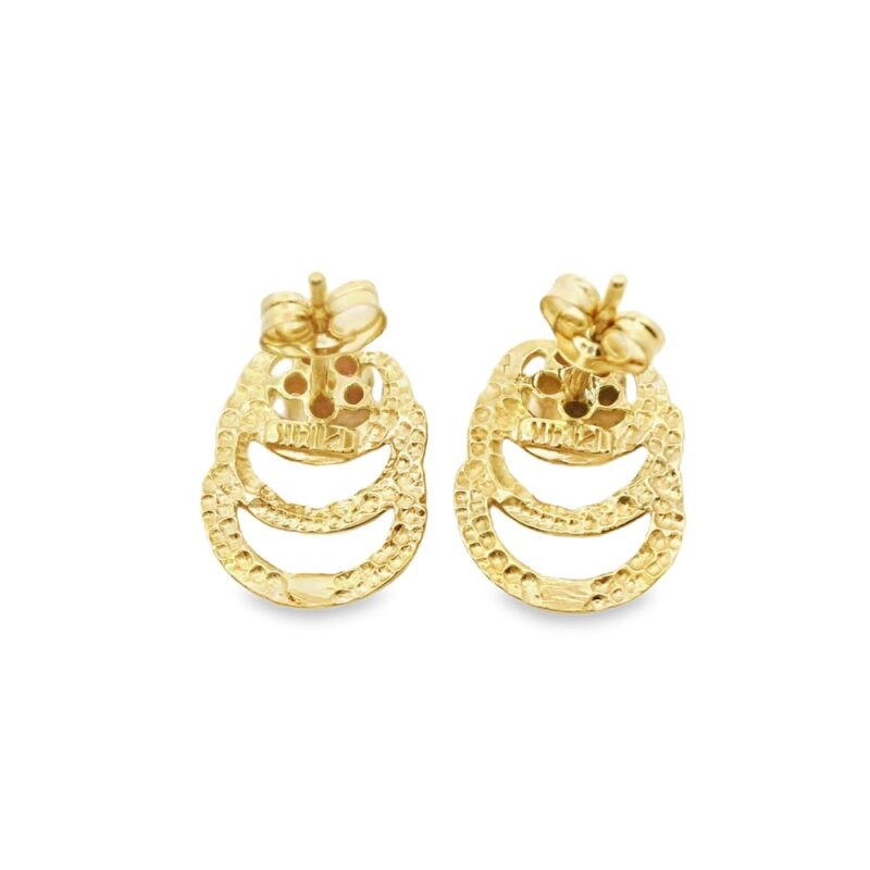 14K Yellow Gold Rubies & Diamond Flower Design Earrings