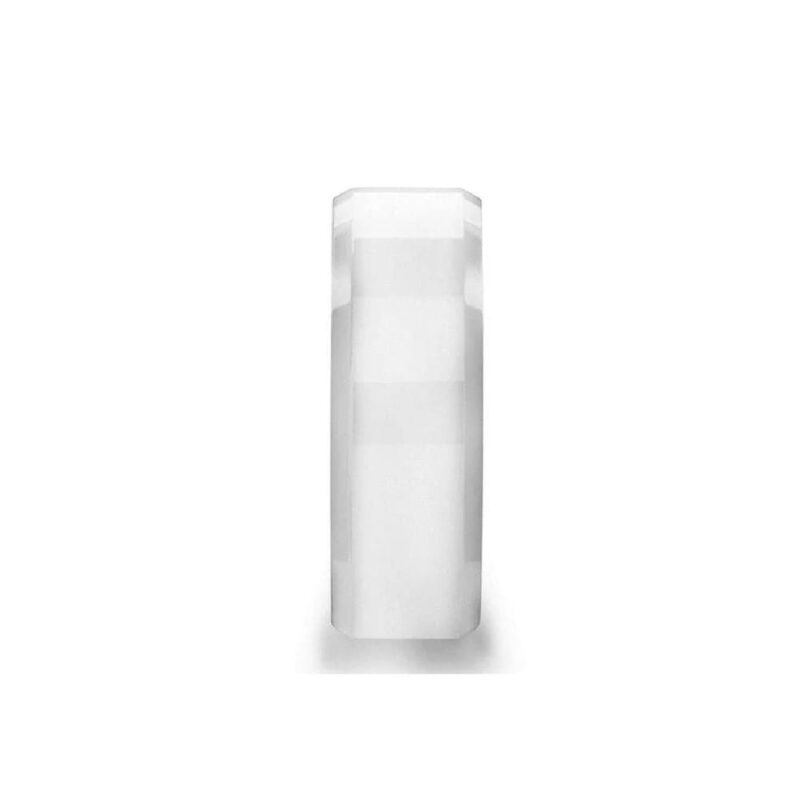 04-00338 White Ceramic Wedding Band with Beveled Edges and Polished Finish width 8mm and size 11