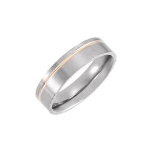 Titanium sz9 6mm grooved band 18k rose gold PVD